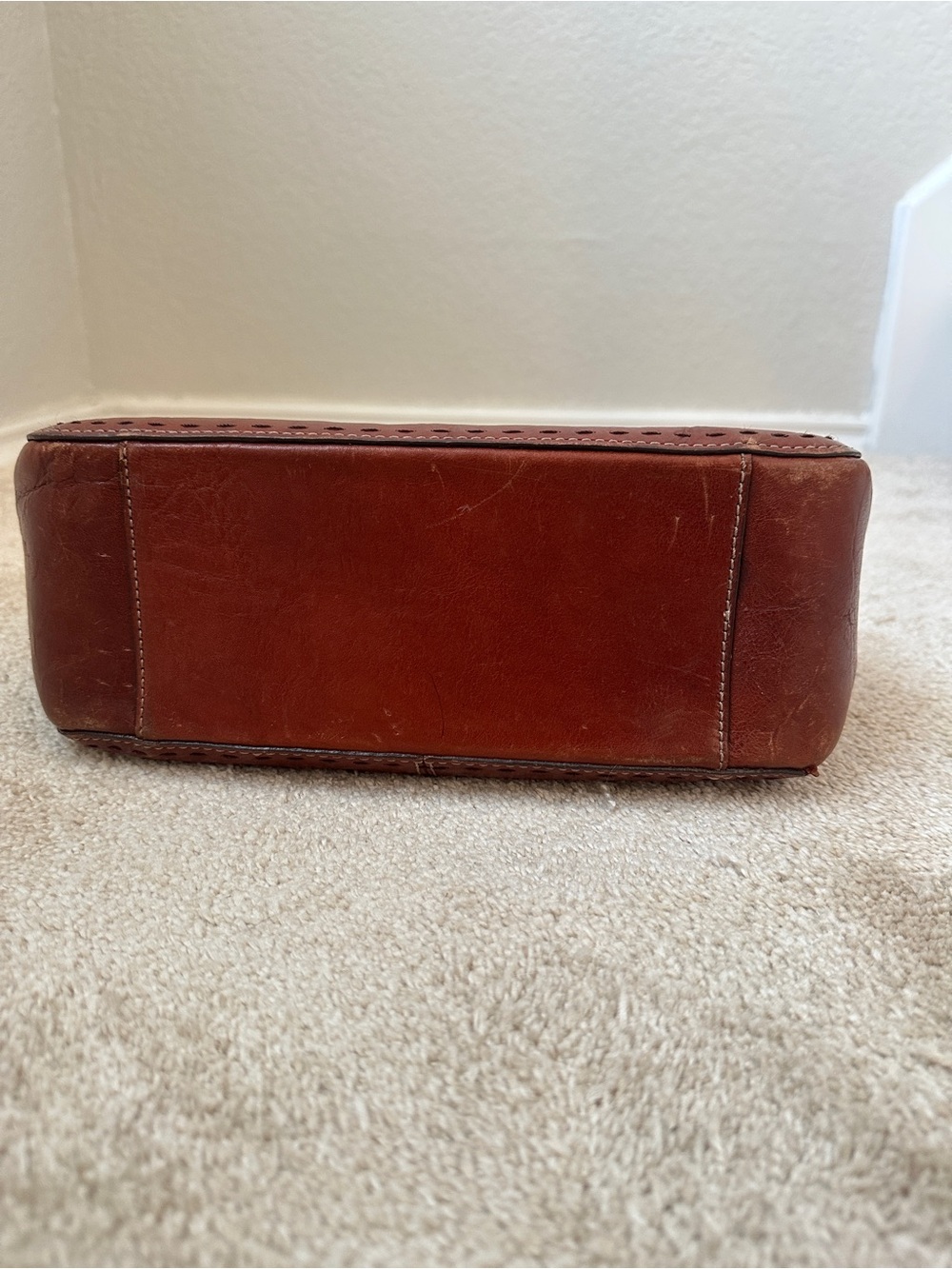 Vintage Fossil ZB9097 90s Oxblood Brown Genuine Leather Shoulder Bag Purse - Picture 8 of 13